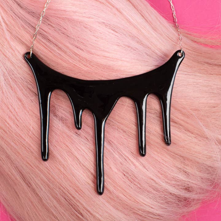 Drip Black Statement Necklace for wholesale by Darling Marcelle