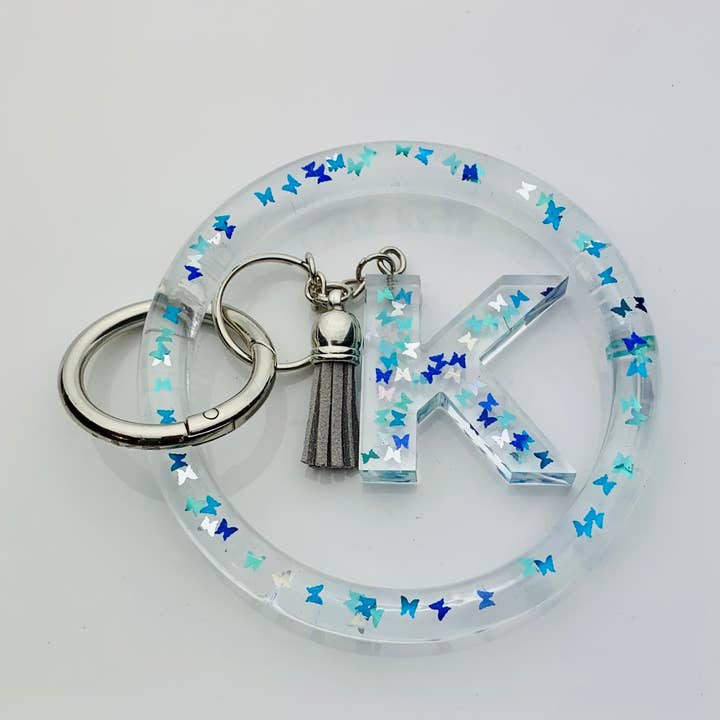 Blå & grå fjäril nyckelring armband armband Set för wholesale av Shop Drip Express