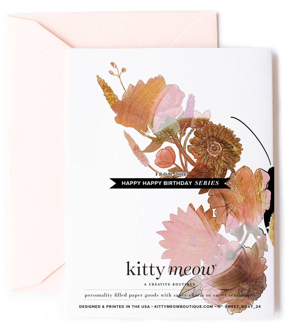 Kitty Meow Boutique - Wholesale Birthday Card - Brilliant Butterfly, Stylish Happy Birthday Greeting Card1