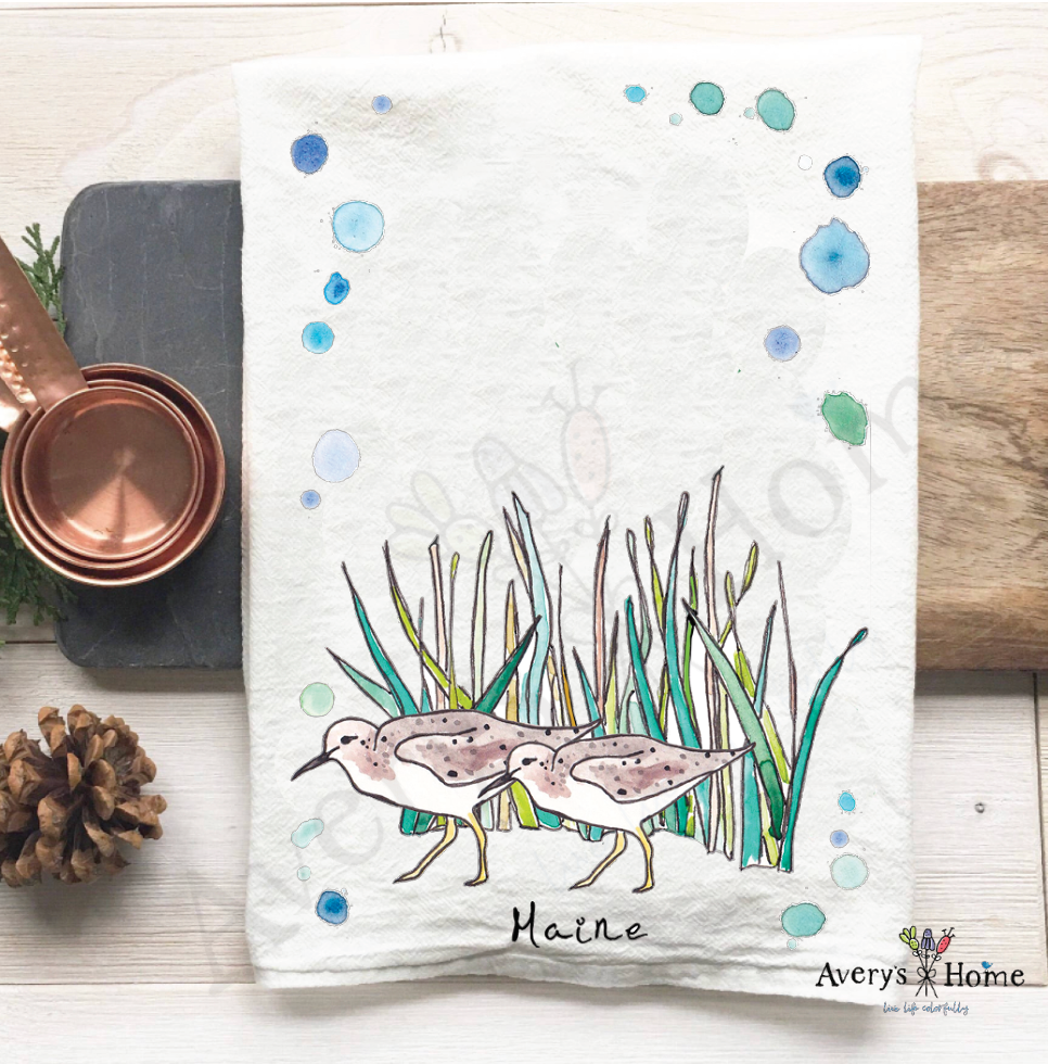 Avery's Home - Wholesale Tea Towel - Sandpipers with Beach Grass Bird Customizable Tea Towel12