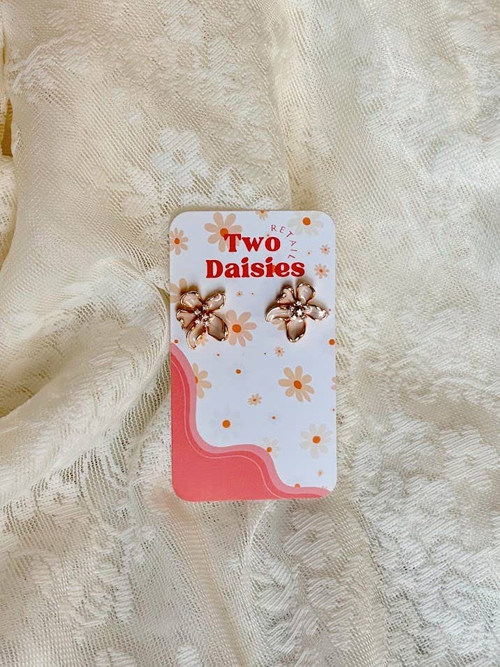 Flower Post Studs, 18k gold plated for wholesale by Two Daisies Retail