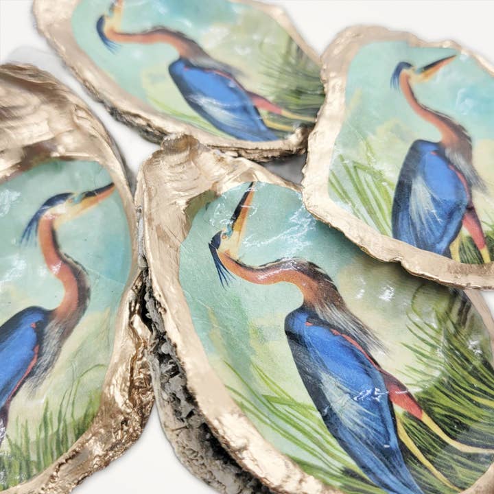 Beatrixbell Handcrafted - Wholesale Ornament - Blue Heron Ornament | Oyster Shell Wetland Wildlife Decor2
