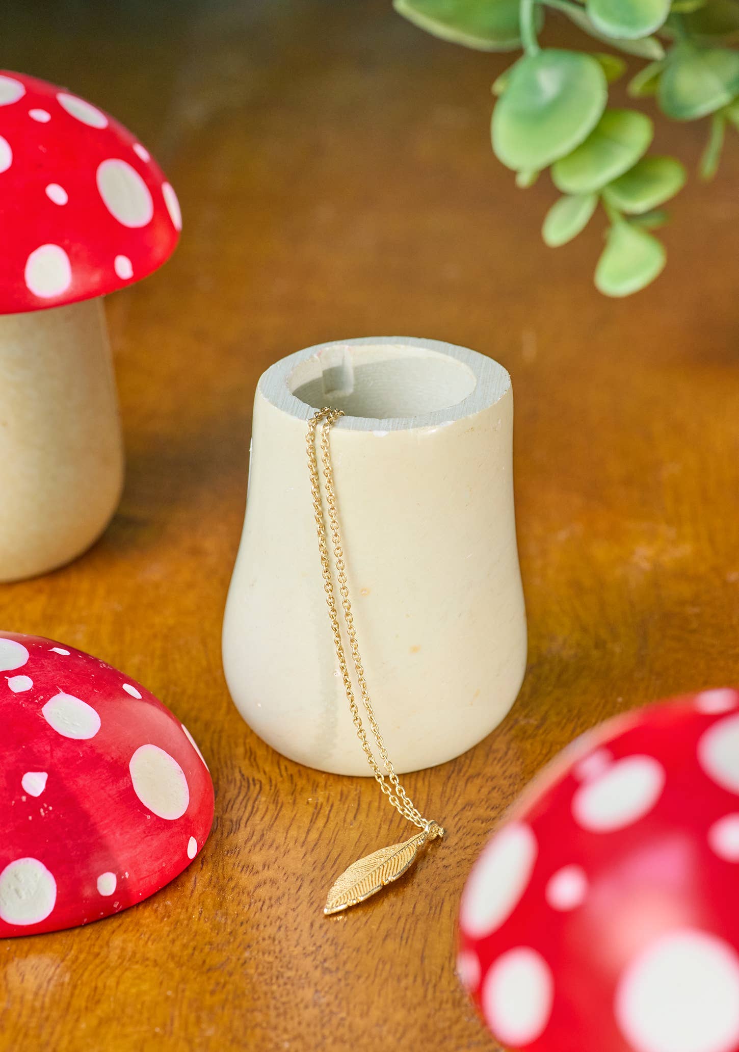 Namaste – wholesale Jewellery dish – Woodland Mushroom Trinket Pot - Red Cream1