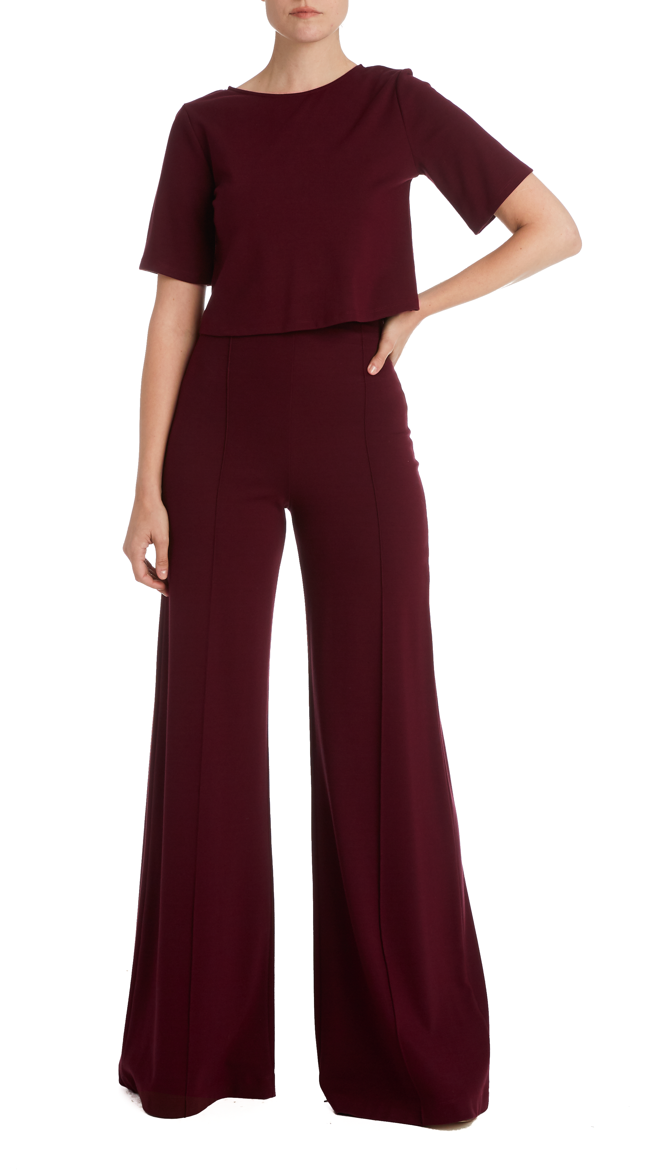 Ripley Rader - Wholesale Knit Top - Women's - Burgundy Ponte Knit Short Sleeve Tee3