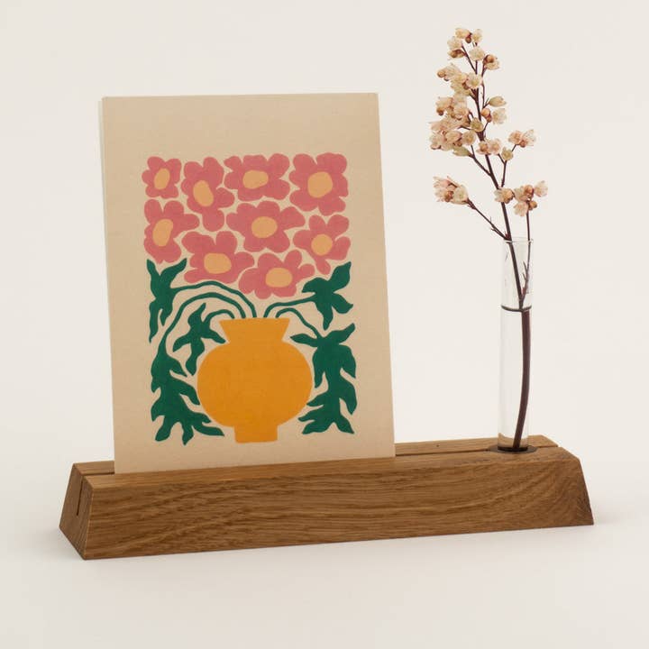 Oak Card Holder & Bud Vase - Small Size for wholesale by Madera Makers
