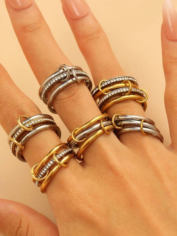 Stainless Steel Stackable Plain Band Rings Linked | 40R134 for wholesale by JOSSLYN by wall to wall