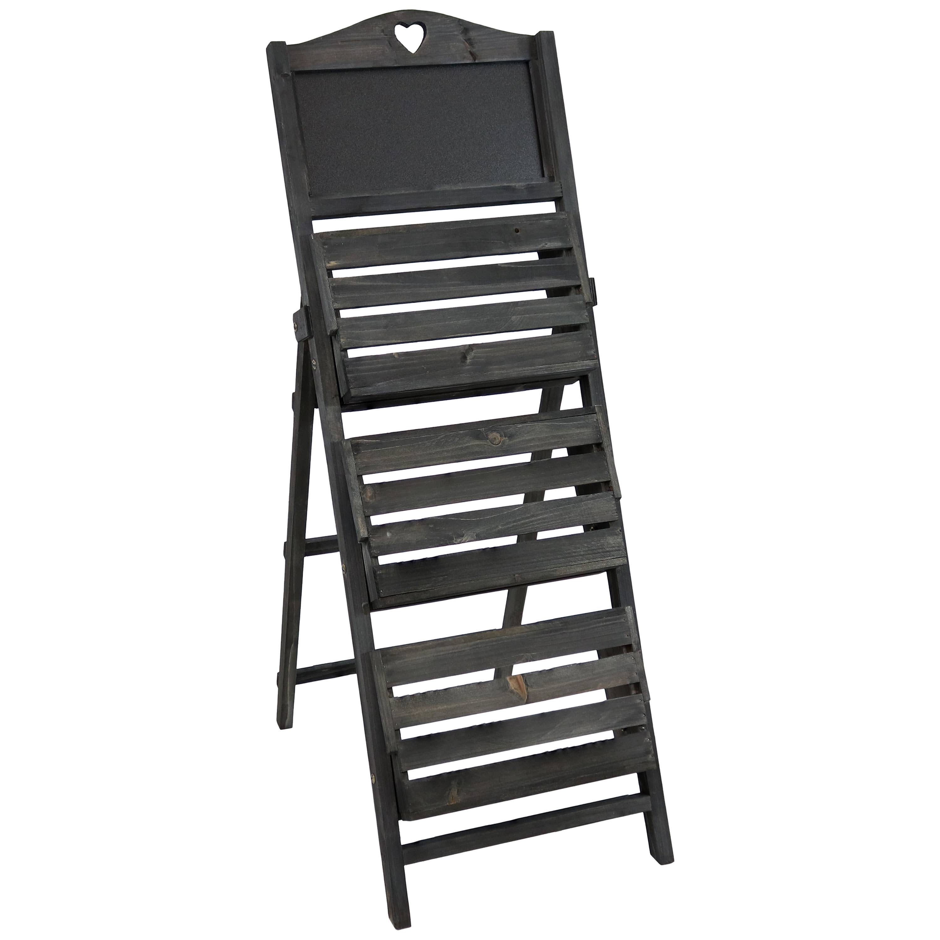 Sunnydaze Decor - Wholesale Plant Pot Stand - Country Heart Ladder Plant Stand with Chalkboard - Black5