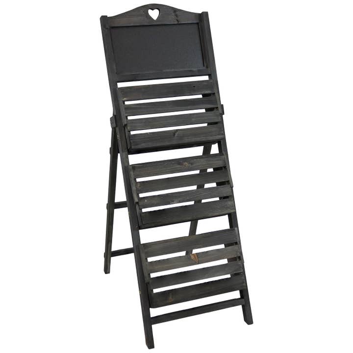 Sunnydaze Decor - Wholesale Plant Pot Stand - Country Heart Ladder Plant Stand with Chalkboard - Black5
