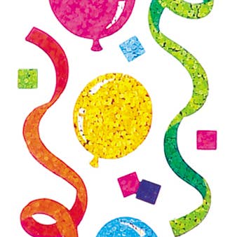Jillson & Roberts - Wholesale Sticker - Balloons / Streamers Stickers - Prismatic Bulk Roll