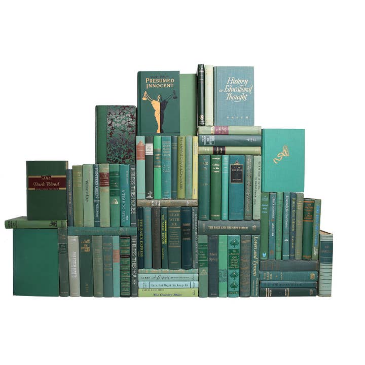 Decorative Green Books - Vintage Boxwood Wall - Set of 75 for wholesale by Booth & Williams