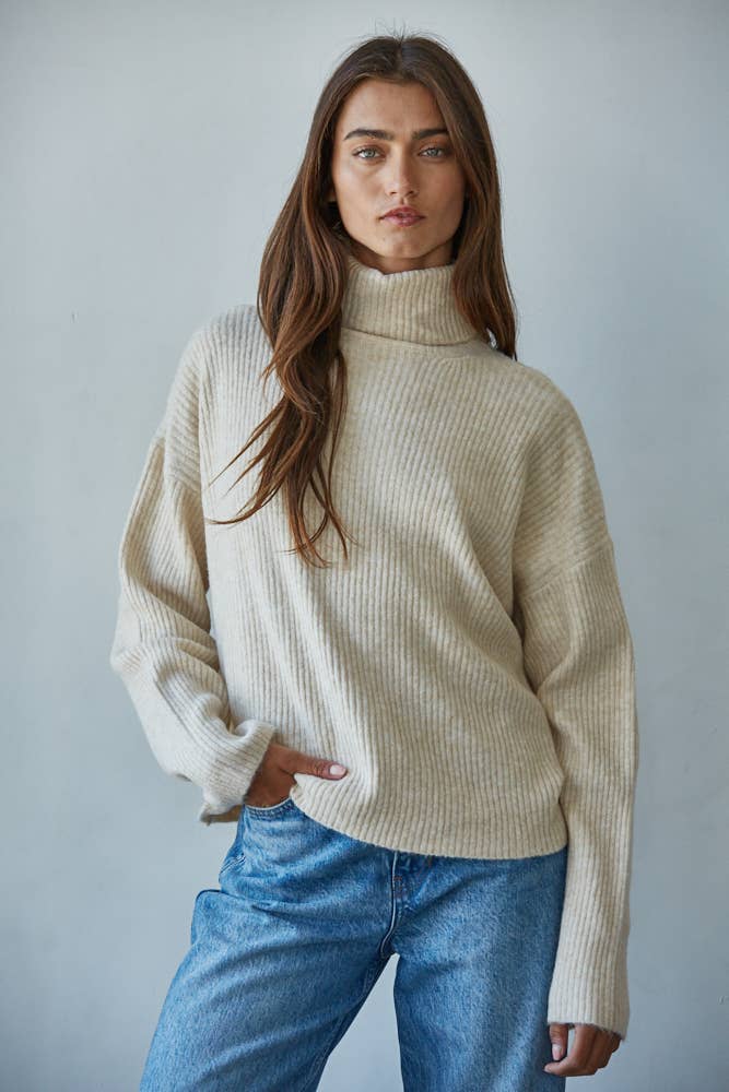 By Together - Wholesale Knitted jumper – Women′s - W1805 | Knit Sweater Ribbed Turtleneck Drop Shoulder Top9