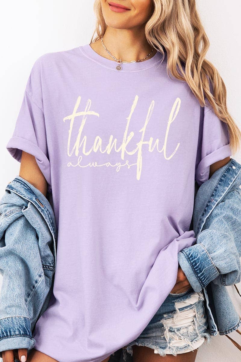 COLORBEAR - Wholesale T-Shirt (Graphic) - Women's - Thankful Graphic Garment Dyed Tee1