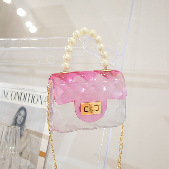 Little Trendy - Wholesale Crossbody Bag - Kids - Pearl Ombre Jelly Bag candy color transparent jelly bag