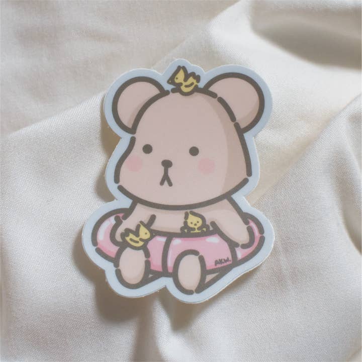 Wonki Studios - Wholesale Sticker - Beach Float Taro Bear Waterproof Vinyl Sticker, Decoration1