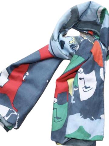 Écharpe imprimée en coton et soie Bryce pour la vente par Hommard