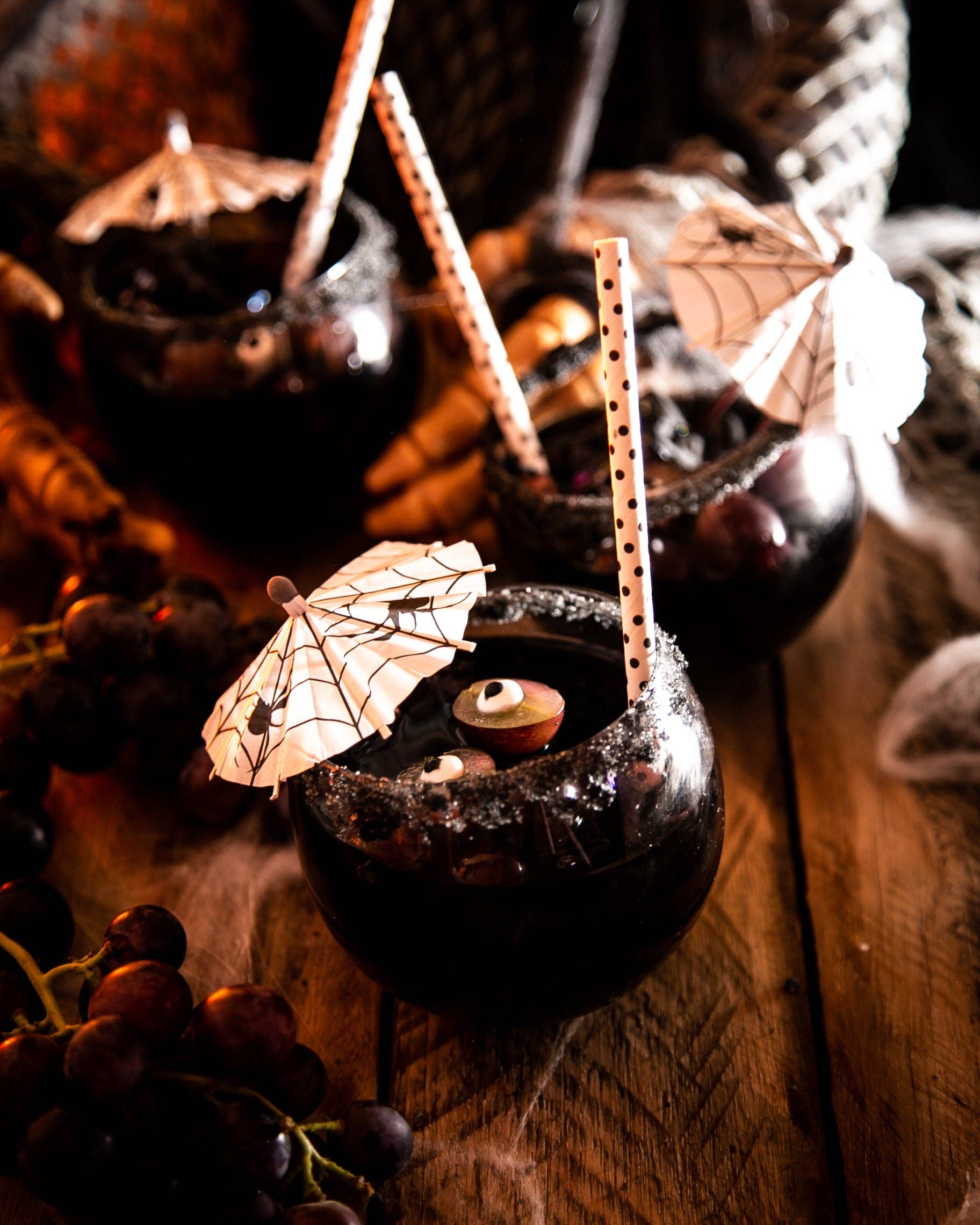 Lively Ghosts - Wholesale Cocktail Pick - Haunted Spirits 'Spiders' | Spooky Cocktail Umbrellas [15 Pack]10