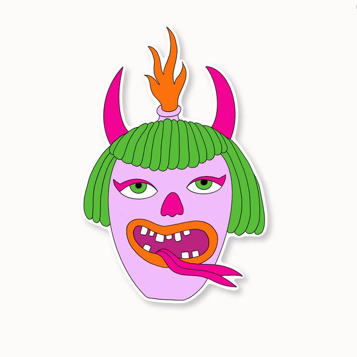 Autocollant en vinyle étanche Devil Vase, 2,1” x 3” pour la vente par Coco Clem