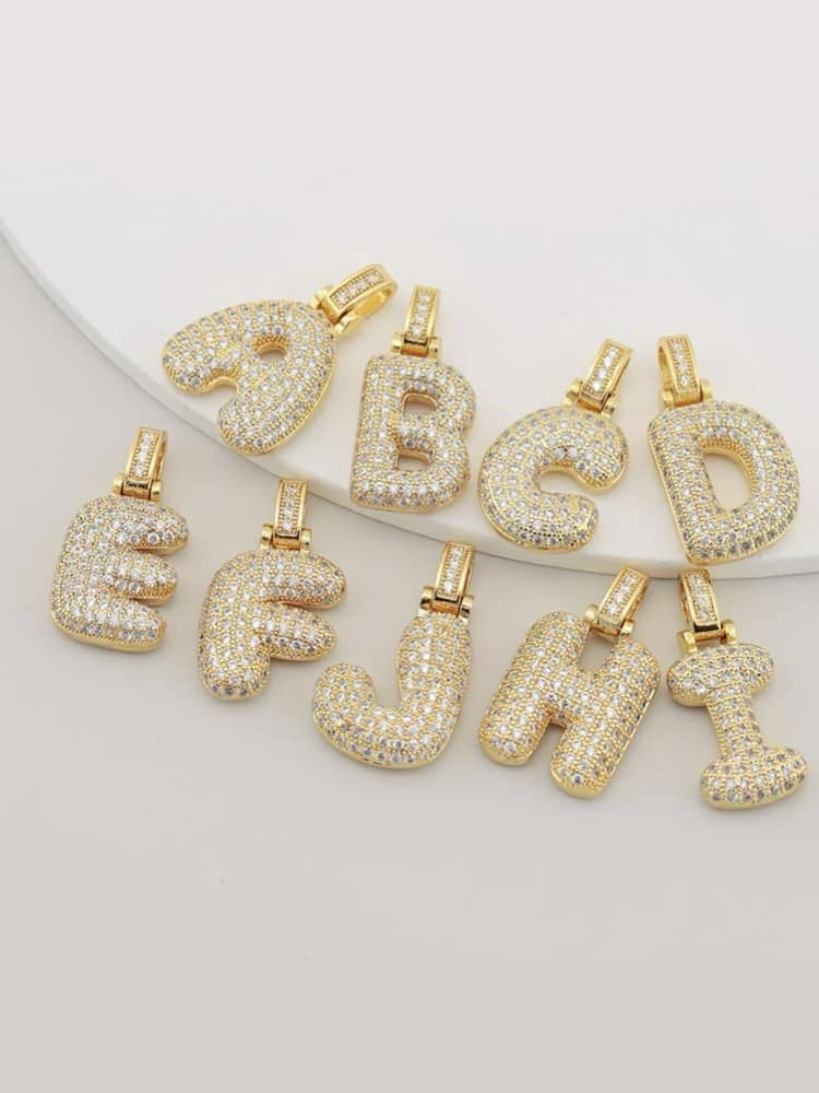 AnnaKey - Wholesale Pendant/Charm Necklace - GOLD MONOGRAM - STRASS1