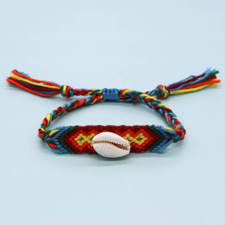 Natalia - Wholesale Woven/Braided Bracelet - Hand Woven Cowrie Shell Friendship Adjustable Bracelet-PC4