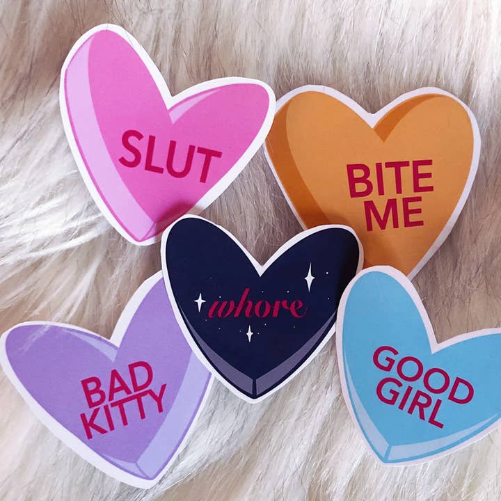 Spicy Candy Heart Stickers for wholesale by Firstborne Creative Studio