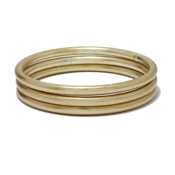 SOPHIA WHOLESALE - Wholesale Jewelry Set - 3pcs set 6mm thick Metal light Scratched Bangle