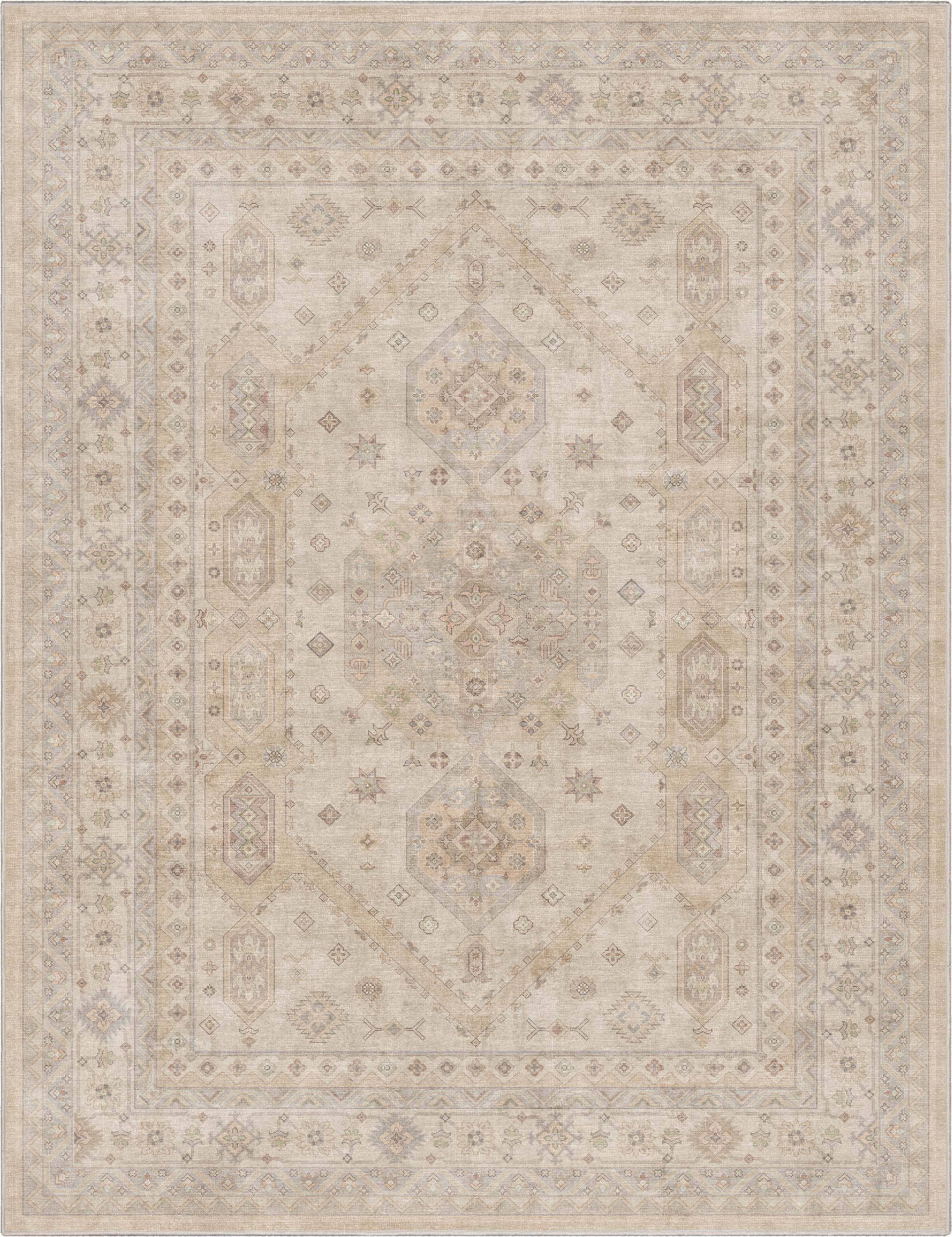 Well Woven - Wholesale Area Rug - Nicosia Vintage Tribal Medallion Beige Flat-Weave Rug0