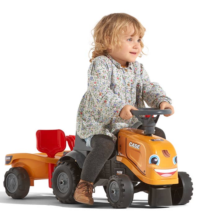 American Hobbies & Merchandising - Wholesale Bike/scooter – Kids - Case CE Tractor with Trailer & Access, Push Ride-on 1-3 Y3