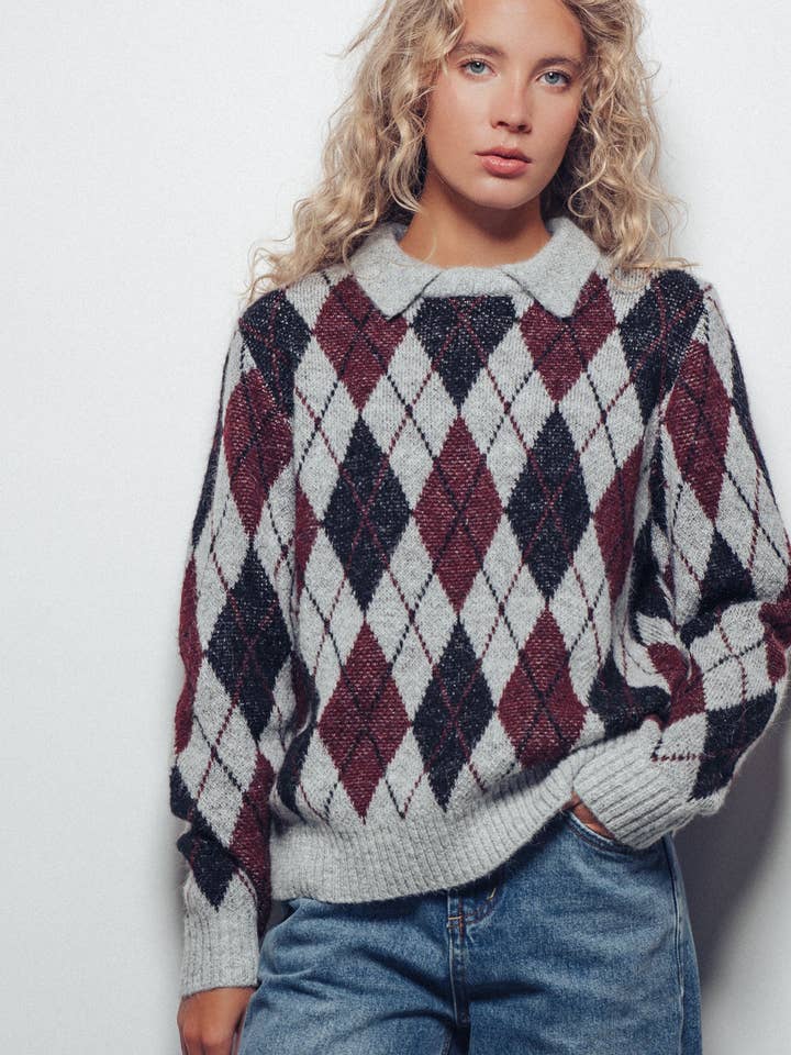 Argyle Polo Collar Knit Sweater and other Purchase Wholesale argyle sweater. Free Returns & Net 60 Terms on Faire trending on Faire.