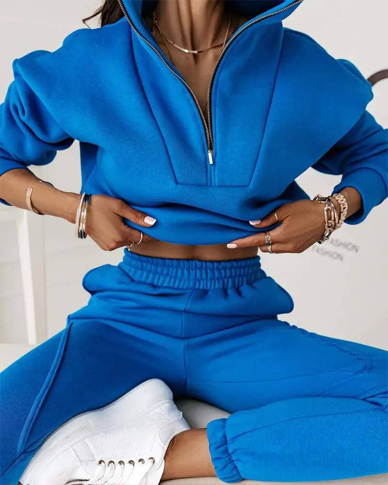 Queen Fashion - Wholesale Top & Skirt Set - Women's - Chic Half-Zip Lounge Set for Everyday Boutique Styling
7