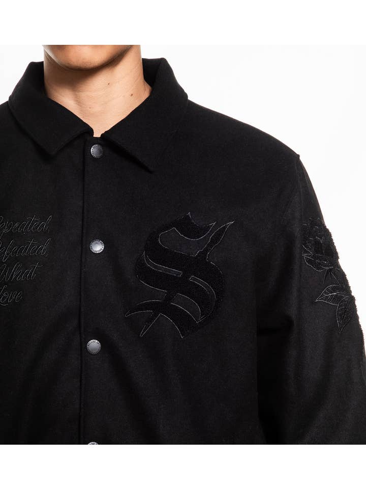 BLACK Art Scholar Varsity Jacket for wholesale on Faire2