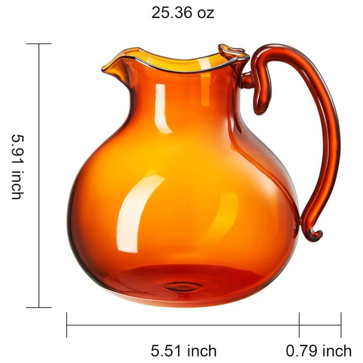The Wine Savant / Khen Glassware - Wholesale Jug - Italian Design Amber Glass Jug Mouth-Blown Venetian Pitcher5