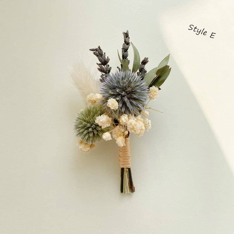 Sweet Home Deco - Wholesale Dried/Pressed Flowers - Boho Greenery Mini Floral Bouquet, Dried Flower Boutonniere4