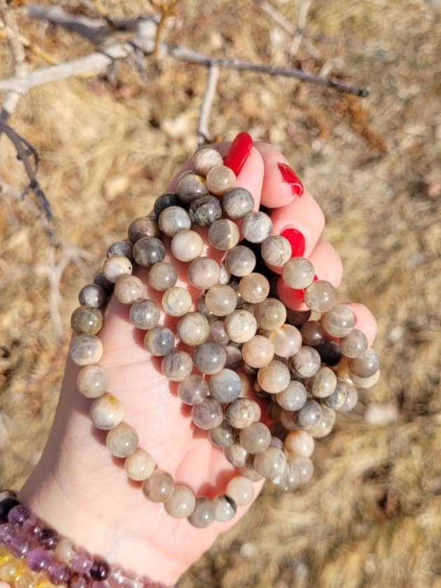 Pulsera de piedra lunar gris para venta al por mayor de ZARDENIA