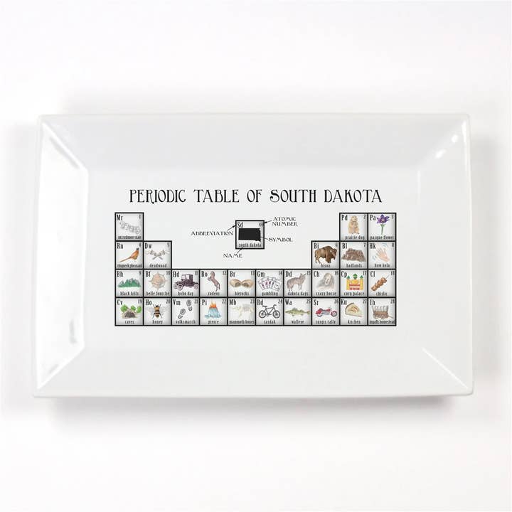 South Dakota Periodic Table Porcelain Platter for wholesale by Dishique