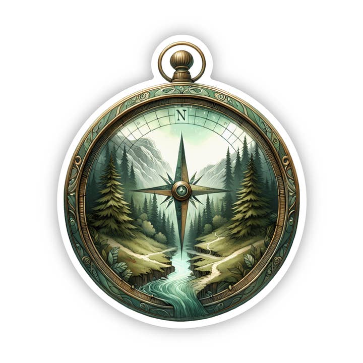 River Compass Sticker | Outdoor Decal | Durable Vinyl for wholesale by PiggyPrintStickers