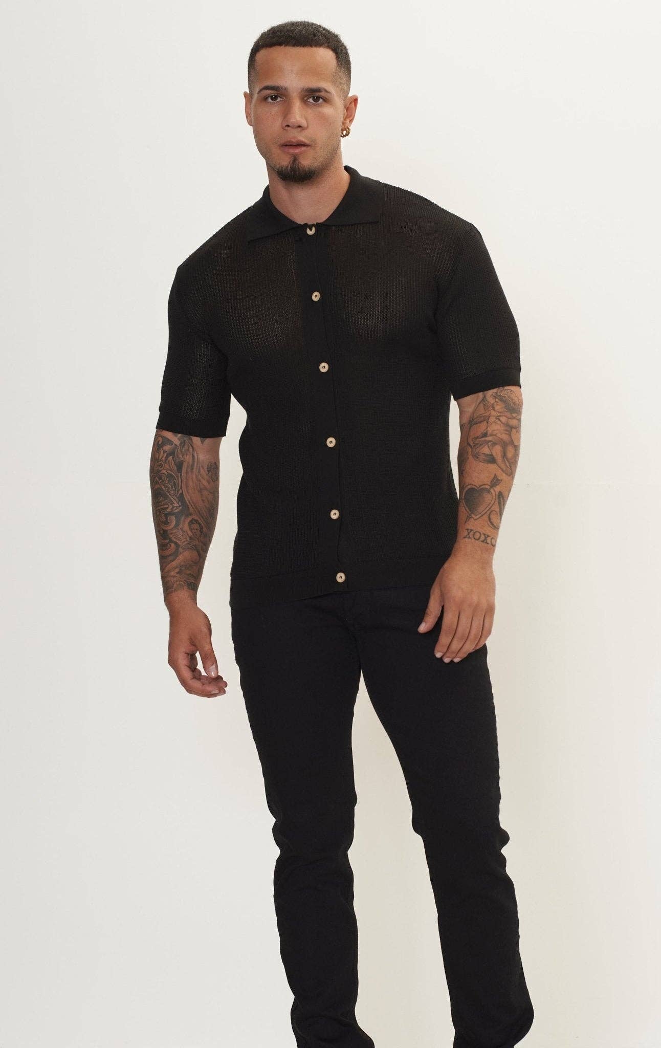 SORT Mænds Gennemsigtig Knap Down Mesh Top - Sort for engroshandel på Faire4