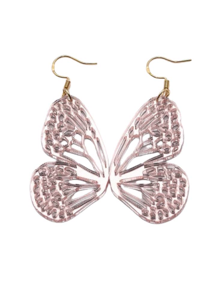 Large Rose Gold Shimmer Butterfly Earrings for wholesale by Comer Teng Studio