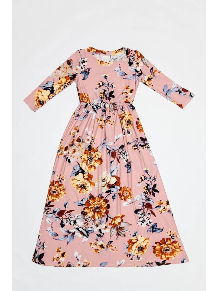 Allium - Wholesale Dress - Kids - Girls Fit and Flare Floral Maxi Dress2