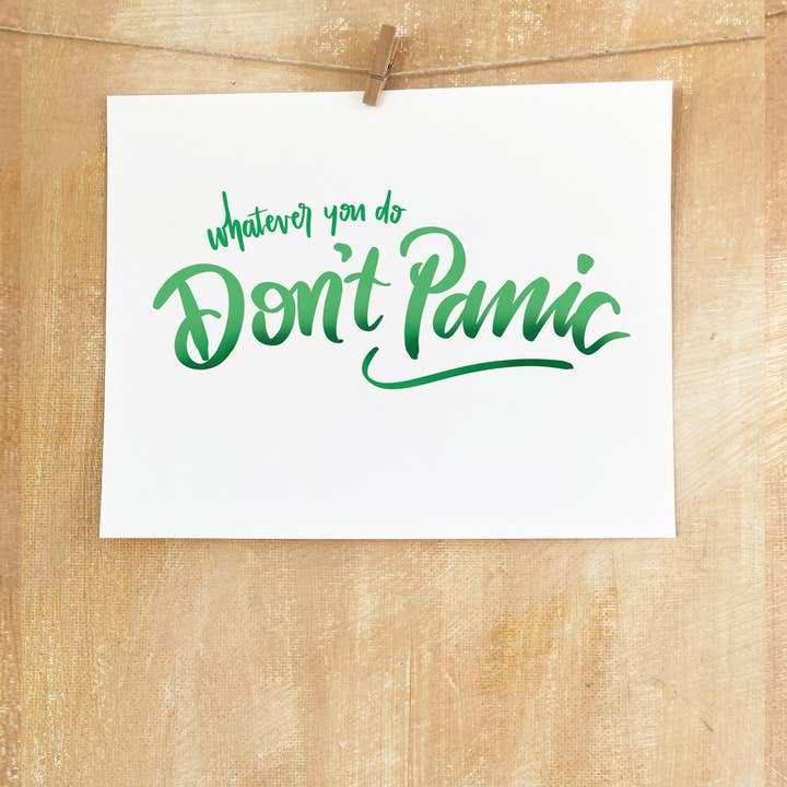 8x10 Quote Art, Don't Panic for wholesale by EAM Art Shop