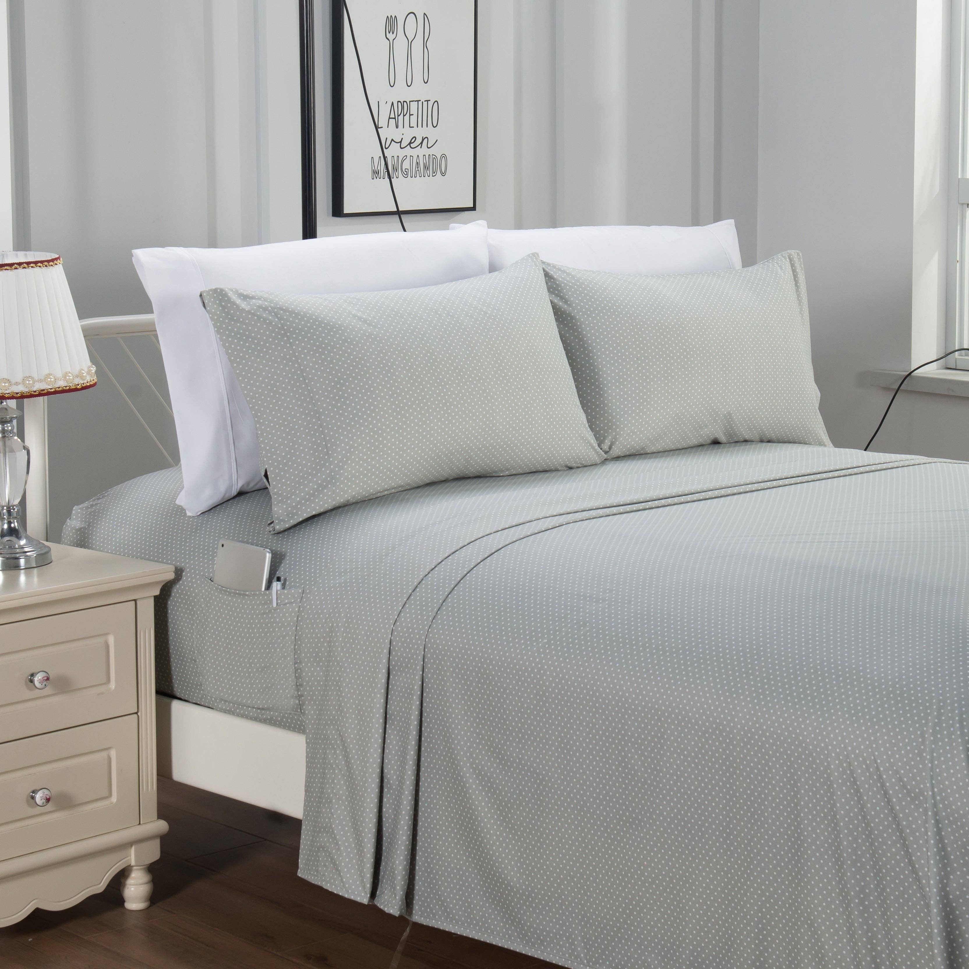 Elegant Comfort - Wholesale Sheet Set - Elegant Comfort 6-Piece Polka Dot Printed Sheet Set - Soft as a Hotel Premium Quality3