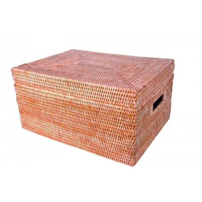 Rechthoekige rieten opbergdoos met deksel voor wholesale door Baolgi