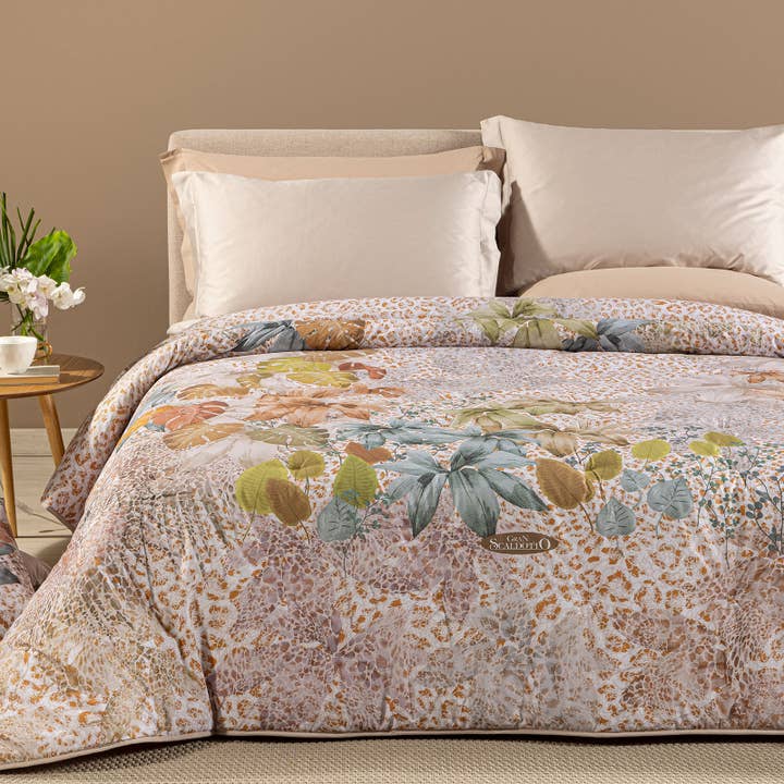 Double bed plaid Large cotton warm blanket Leopard Garden Caleffi for wholesale by caleffi spa