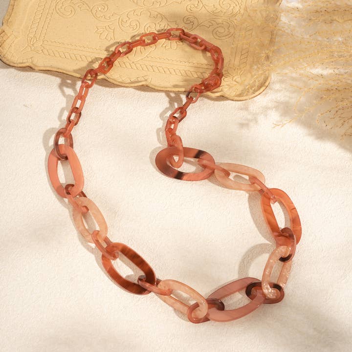 COSMOS - Wholesale Link & Chain Necklace - Bohemian Chic Long Gradient Links Resin Necklace1