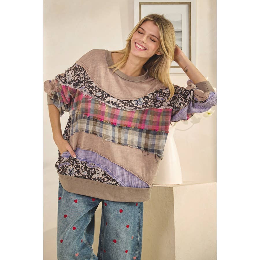 Oli&Hali - Vente Sweat-shirt – femme - HAUT À MANCHES LONGUES DÉTAILLÉ EN TISSU LAVÉ MIXTE12