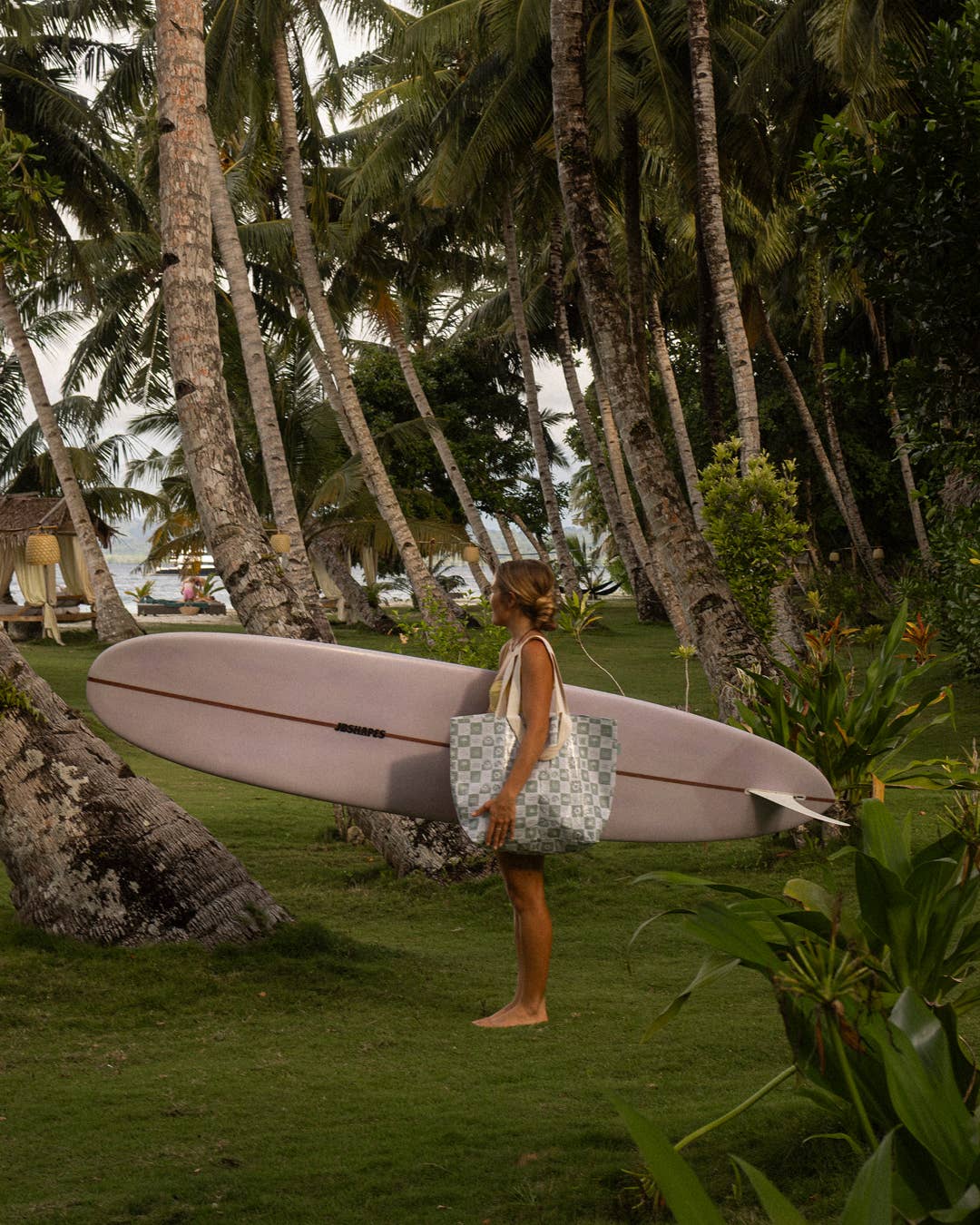 Hello Weekend - Vendita all'ingrosso Borsa tote - Donna - Borsa da weekend con tasca - Verde Salvia Neutro a Quadri6