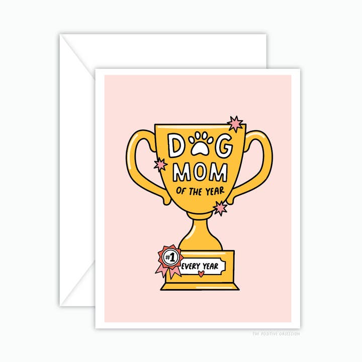 Funny Dog Mom Trophy Greeting Card, Dog Parent Pet Gift for wholesale by Purple Ink Paperie