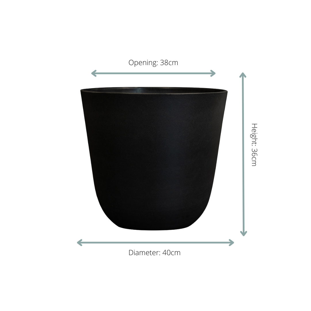 Oasis of Life - Wholesale Plant Pot - Plant Pot Palermo Black – D40xH36cm – Modern Flower Pot in Elegant Concrete Look – High-Quality, Weatherproof Planter Made of Robust Plastic – For Indoor & Sheltered Outdoor Areas1