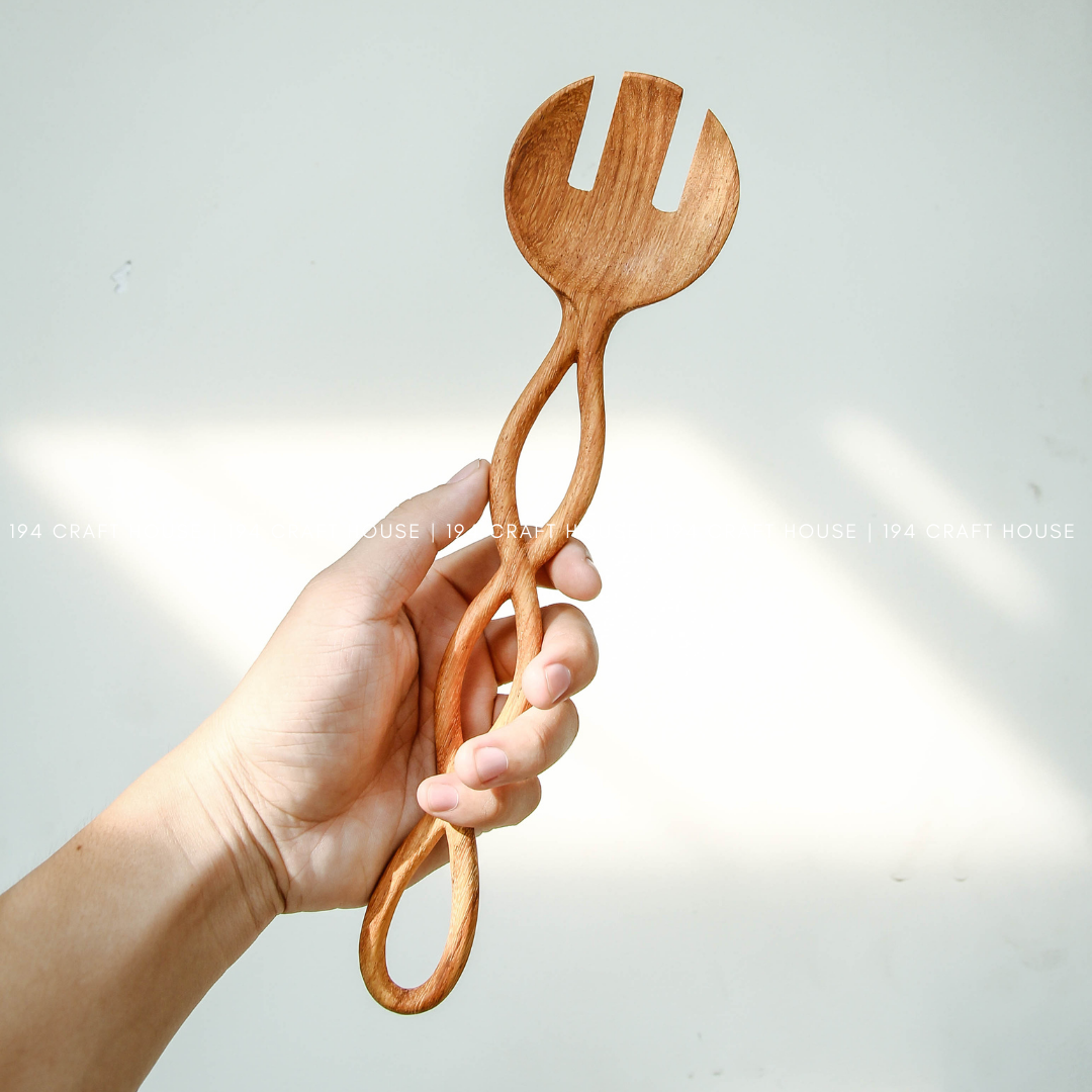 194 Craft House – wholesale Serving utensil – Twisted Handle Wooden Spoon 12" - Kitchen Serving Utensils0