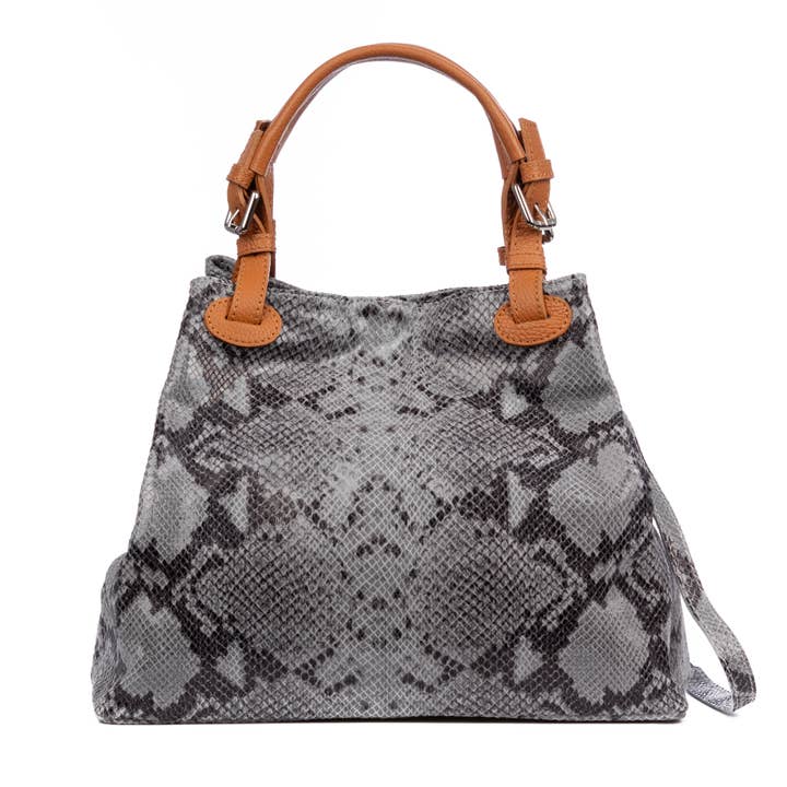 Emanuela Tote taske. Ægte læder Ruskind Python Dollaro. for engroshandel hos FIRENZE ARTEGIANI