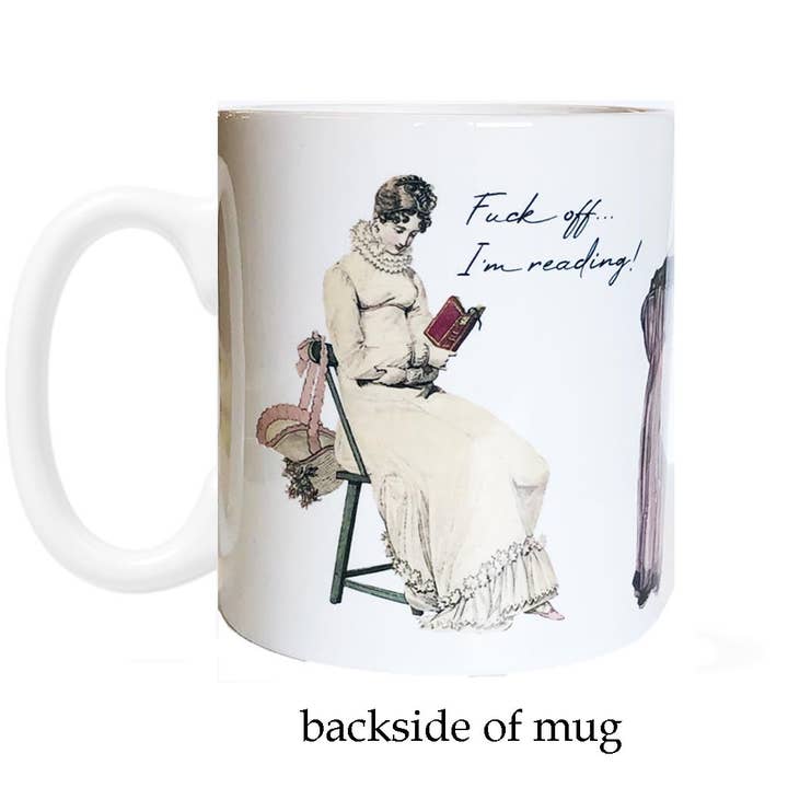 Fly Paper Products - Wholesale Koffiemok - Verdomme, ik ben Regency Era Bridgerton damesmok aan het lezen2